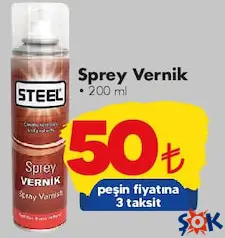 STEEL SPREY VERNİK 200 ML fiyat ve kampanya bilgisi